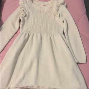 Cat & Jack Cream Kids Dress with Ruffle Sleeves